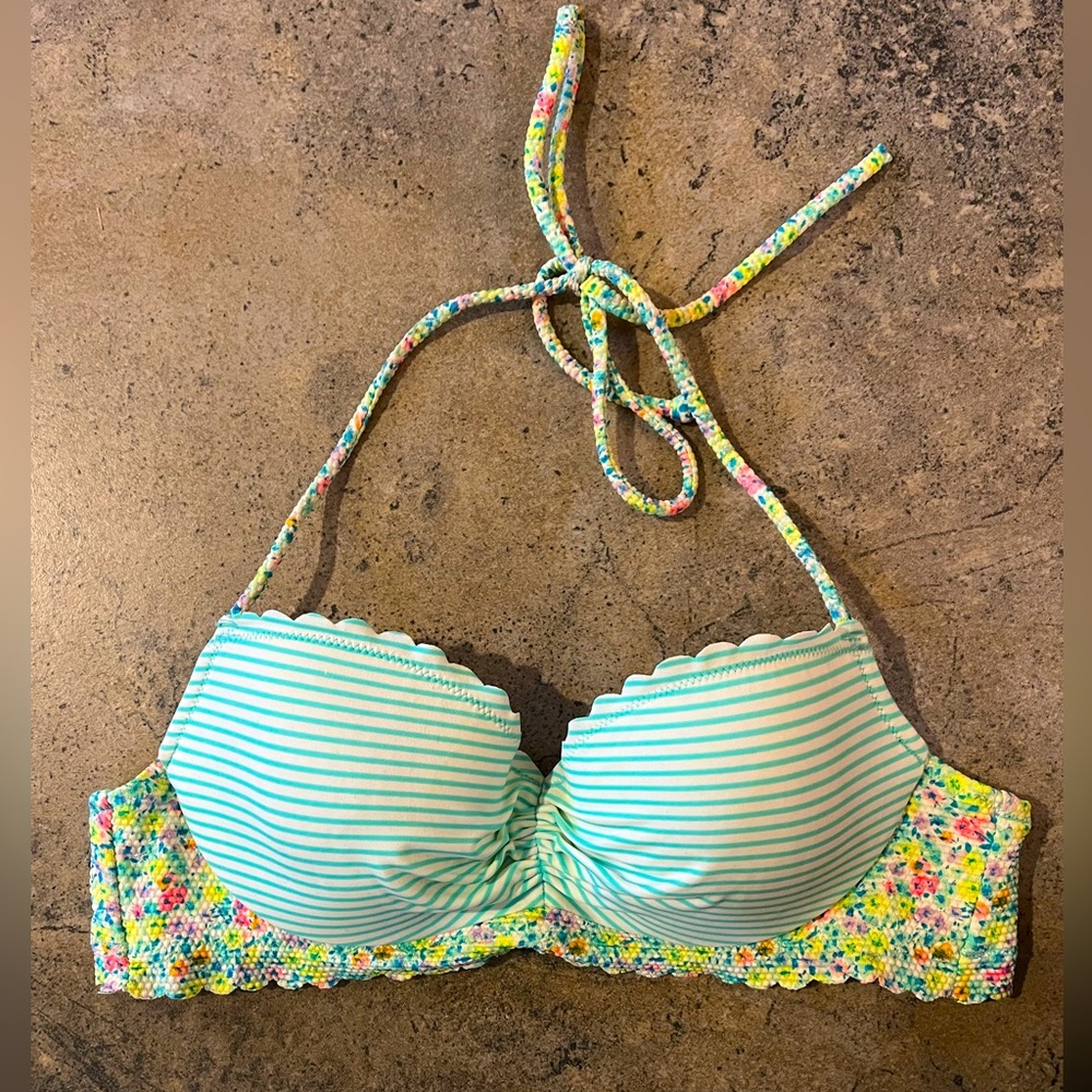 Victoria’s Secret Floral/Stripe Bikini Top 34A